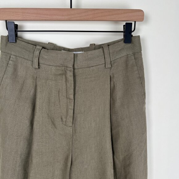 Oak + Fort 100% Linen Straight Wide Leg Trouser Pants Effortless Quiet Luxury - Picture 5 of 11